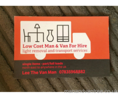 Man With Van Removals collection & delivery