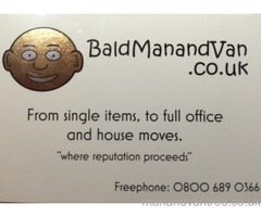 Bald man and van, house removals, single / multi item pick ups, Chesterfield, Mansfield, notts