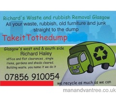 Glasgow West End Rubbish Removal furniture, beds, house, Garden clearance, junk uplift skip hire